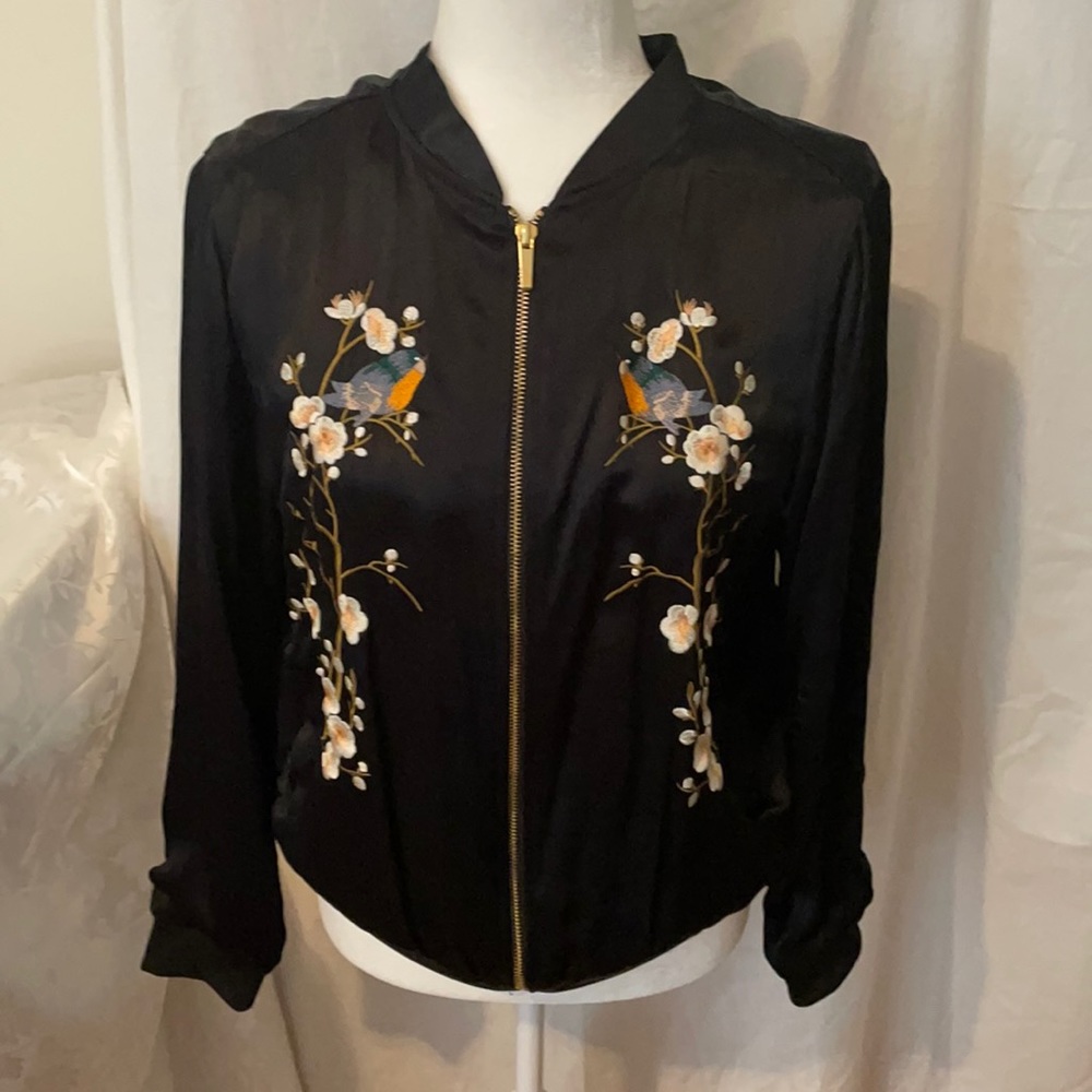 Zara Floral Embroidered bomber jacket